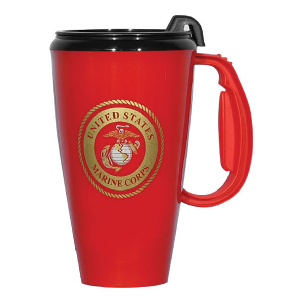 Marine US Marine Crest 16 oz Red Travel Mug with Black Lid  Quantity 5
